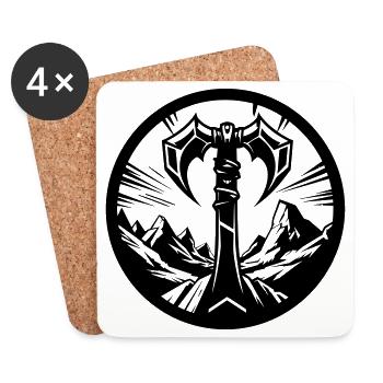 Symbole barbare – Hache tribale - Dessous de verre (lot de 4) - blanc - Devant