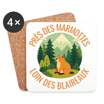 Alpine Marmot in the Forest - Coasters (set of 4) - white - Front