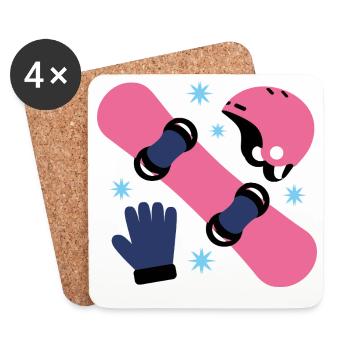 Glam Skate Pink and Blue Helmet - Coasters (set of 4) - white - Front
