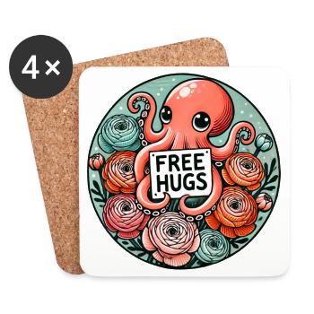 Oktopus-freie Umarmungsrunde Patch - Untersetzer (4er-Set) - Weiß - Vorne