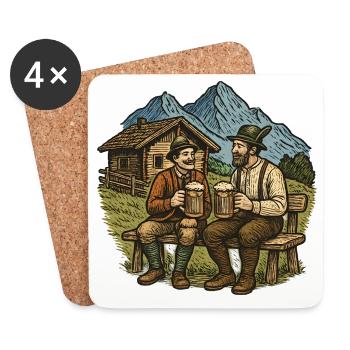 Bavarian Beer Friends Alpenblick - Coasters (set of 4) - white - Front
