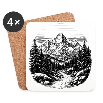Chemin à travers la forêt - Dessous de verre (lot de 4) - blanc - Devant