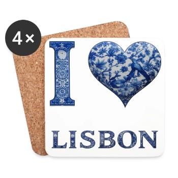 Lisbonne – Architecture en bleu - Dessous de verre (lot de 4) - blanc - Devant
