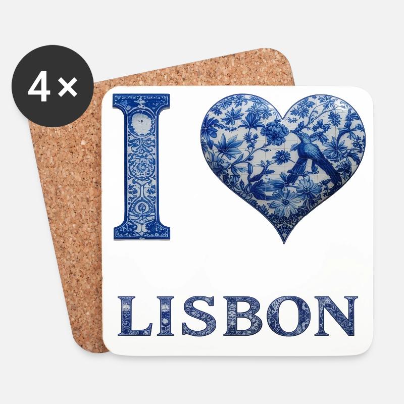Lisbonne – Architecture en bleu - Dessous de verre (lot de 4) - blanc