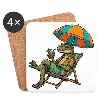 Beach dinosaur in tropical look - Coasters (set of 4) - white - Front