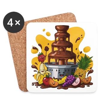 Chocolate Fountain Fruit Parade - Coasters (set of 4) - white - Front