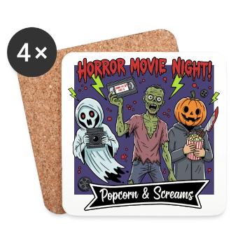Horror Movie Night: Popcorn & Screams - Coasters (set of 4) - white - Front