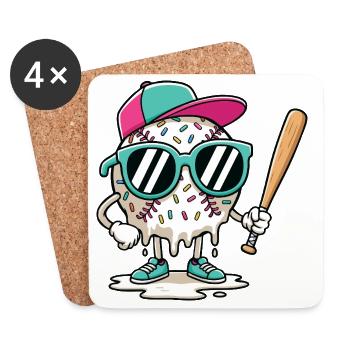 Tropfende Baseball-Grafik für Spieler und Fans - Untersetzer (4er-Set) - Weiß - Vorne