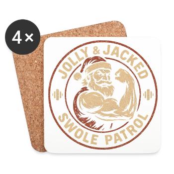 Jolly And Jacked Swole Patrol Weihnachts-Workout - Untersetzer (4er-Set) - Weiß - Vorne