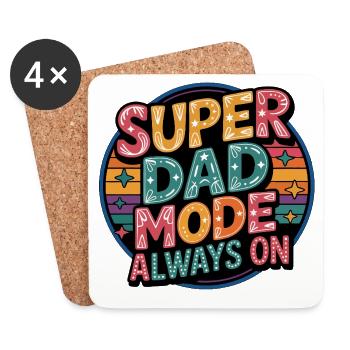 Super Mode Papa Toujours Activé - Dessous de verre (lot de 4) - blanc - Devant