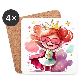 Superheroine Princess - Brave Girl - Coasters (set of 4) - white - Front