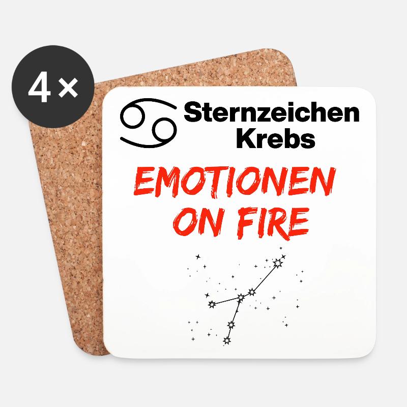 Sternzeichen Krebs – Emotionen on Fire, Geburtstag - Untersetzer (4er-Set) - Weiß