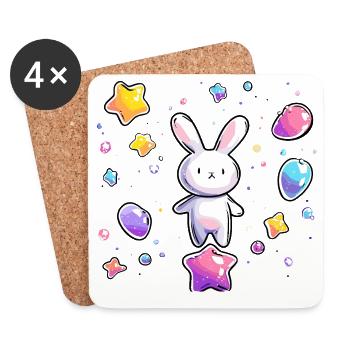 Vol stellaire du lapin pastel - Dessous de verre (lot de 4) - blanc - Devant