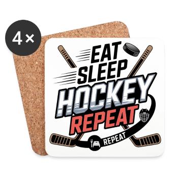 Manger Sommeil Hockey Répéter – Vie sportive des amateurs de hockey - Dessous de verre (lot de 4) - blanc - Devant