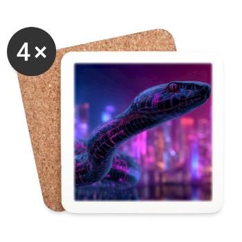 Cyberpunk Snake Neon Night City Design - Coasters (set of 4) - white - Front