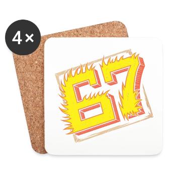 Flaming 67 Brainrot Emblem - Untersetzer (4er-Set) - Weiß - Vorne