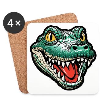 Grinning Crocodile Head - Coasters (set of 4) - white - Front