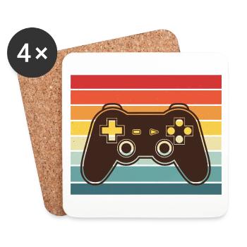 Retro Rainbow ControllerVintage Video Game Controller - Coasters (set of 4) - white - Front