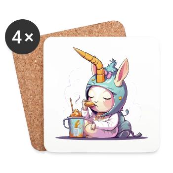 Kuscheleinhorn Snacktraum - Untersetzer (4er-Set) - Weiß - Vorne
