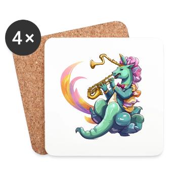 Saxophon Unicorn Neonstil - Untersetzer (4er-Set) - Weiß - Vorne