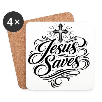 Jésus sauve le dicton-chrétien - Dessous de verre (lot de 4) - blanc - Devant