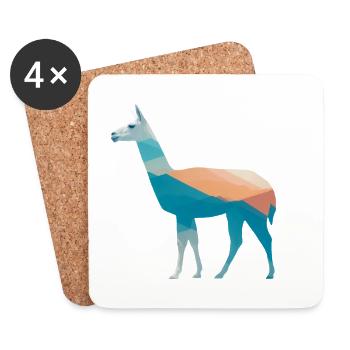 Geometric Llama Mountain Art - Coasters (set of 4) - white - Front