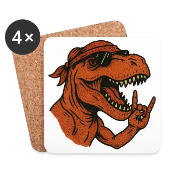 Rex Rocker Dino - Untersetzer (4er-Set) - Weiß - Vorne