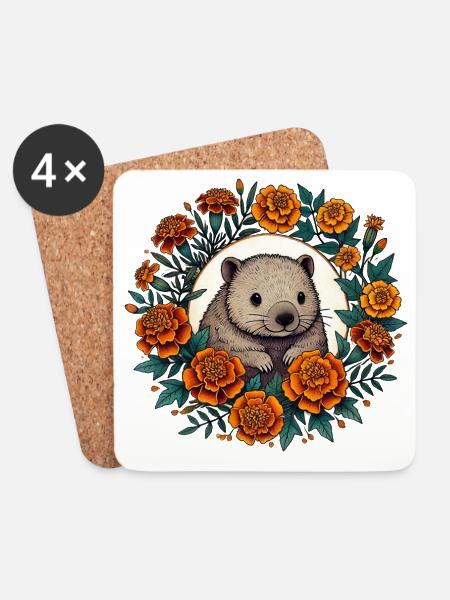 Otter Bloom Circle - Untersetzer (4er-Set) - Weiß