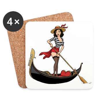 Italy Venice gondola pinup - Coasters (set of 4) - white - Front