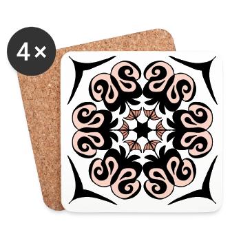 Flower Spiral Pink Circle Design - Coasters (set of 4) - white - Front