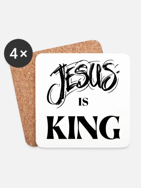Jesus ist König - Untersetzer (4er-Set) - Weiß