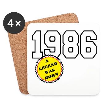 1986 Legende Geboren , 40 Geburtstag - Untersetzer (4er-Set) - Weiß - Vorne