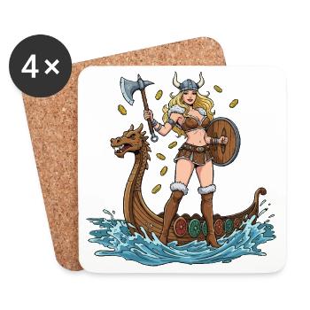 Norwegischer Wikinger-Pin-up - Untersetzer (4er-Set) - Weiß - Vorne