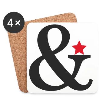 Ampersand mit rotem Sternakzent - Untersetzer (4er-Set) - Weiß - Vorne