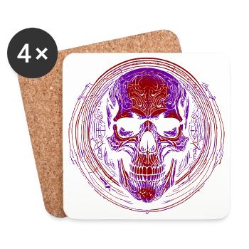 Purple Skull Mandala - Coasters (set of 4) - white - Front