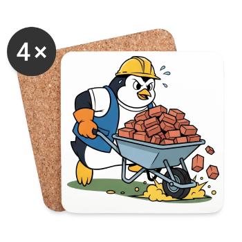 Un mignon artisan manchot ouvrier du chantier - Dessous de verre (lot de 4) - blanc - Devant