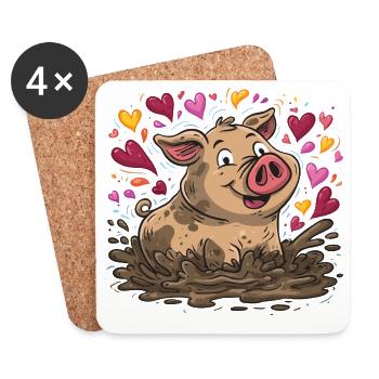Heart's Anger in the Mud Heart - Coasters (set of 4) - white - Front