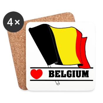 Belgium Flag with Heart - Coasters (set of 4) - white - Front