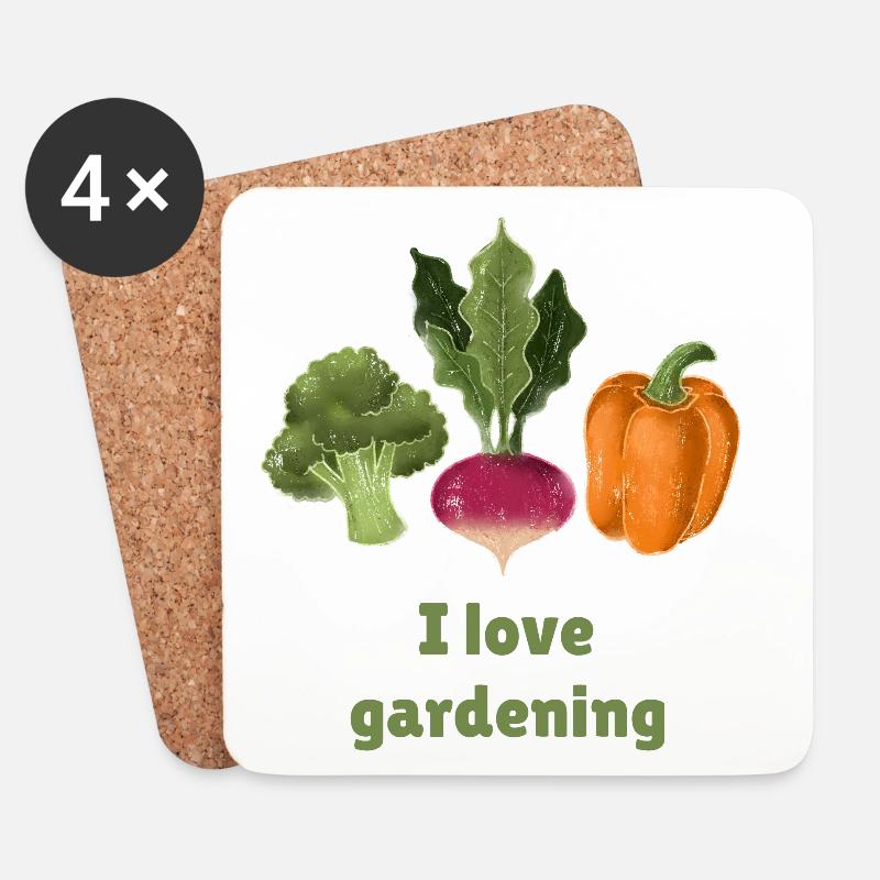 I love gardening - Untersetzer (4er-Set) - Weiß