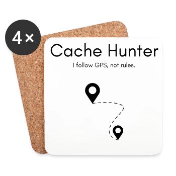 Cache Hunter Shirt – GPS Abenteuer Outdoor - Untersetzer (4er-Set) - Weiß - Vorne