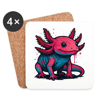 Neon Axolotl Splash - Coasters (set of 4) - white - Front