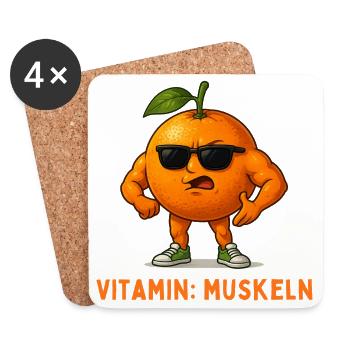 Vitamin Muscles Orange Mascot - Coasters (set of 4) - white - Front