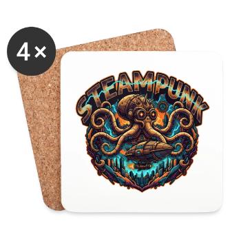 Esthétique steampunk & rétro-futurisme vapeur - Dessous de verre (lot de 4) - blanc - Devant