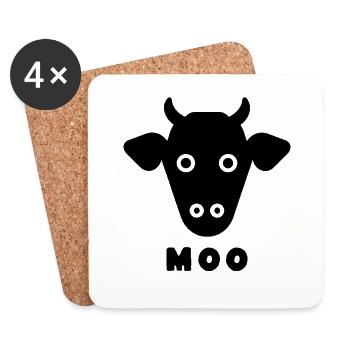 Cow Silhouette Backyard Style - Coasters (set of 4) - white - Front