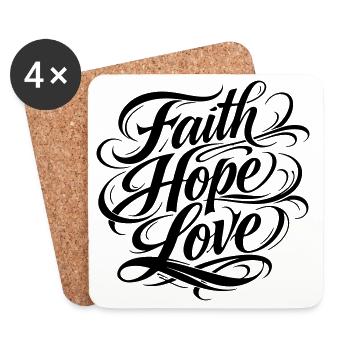 Glaube Hoffnung Liebe Christlich - Untersetzer (4er-Set) - Weiß - Vorne