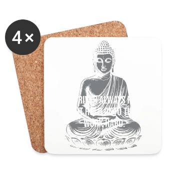 River of Flow Buddha Quote Tee - Coasters (set of 4) - white - Front