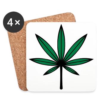 Cannabis / Marijuana / Feuille de chanvre (2C) - Dessous de verre (lot de 4) - blanc - Devant
