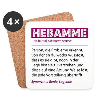 Hebamme Definition Lustiges Beruf Spruch Geschenk - Untersetzer (4er-Set) - Weiß - Vorne
