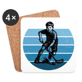 Motif emblématique du floorball - Dessous de verre (lot de 4) - blanc - Devant