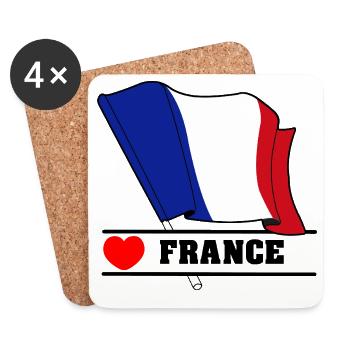 Frankreich Flaggenherz - Untersetzer (4er-Set) - Weiß - Vorne